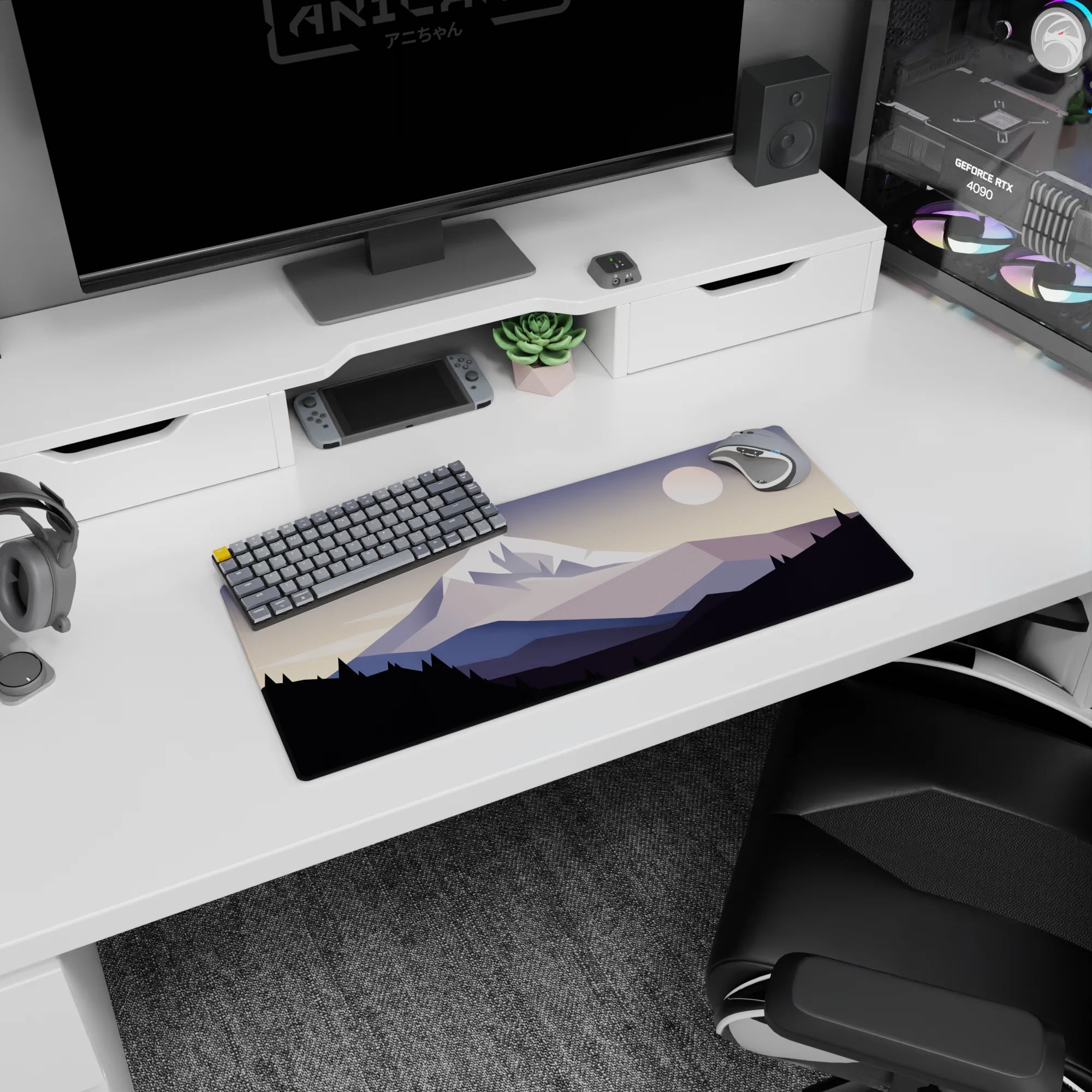 Vector Landscapes Deskmat | Mousepad | Deskpad - Silent Peaks Deskmat