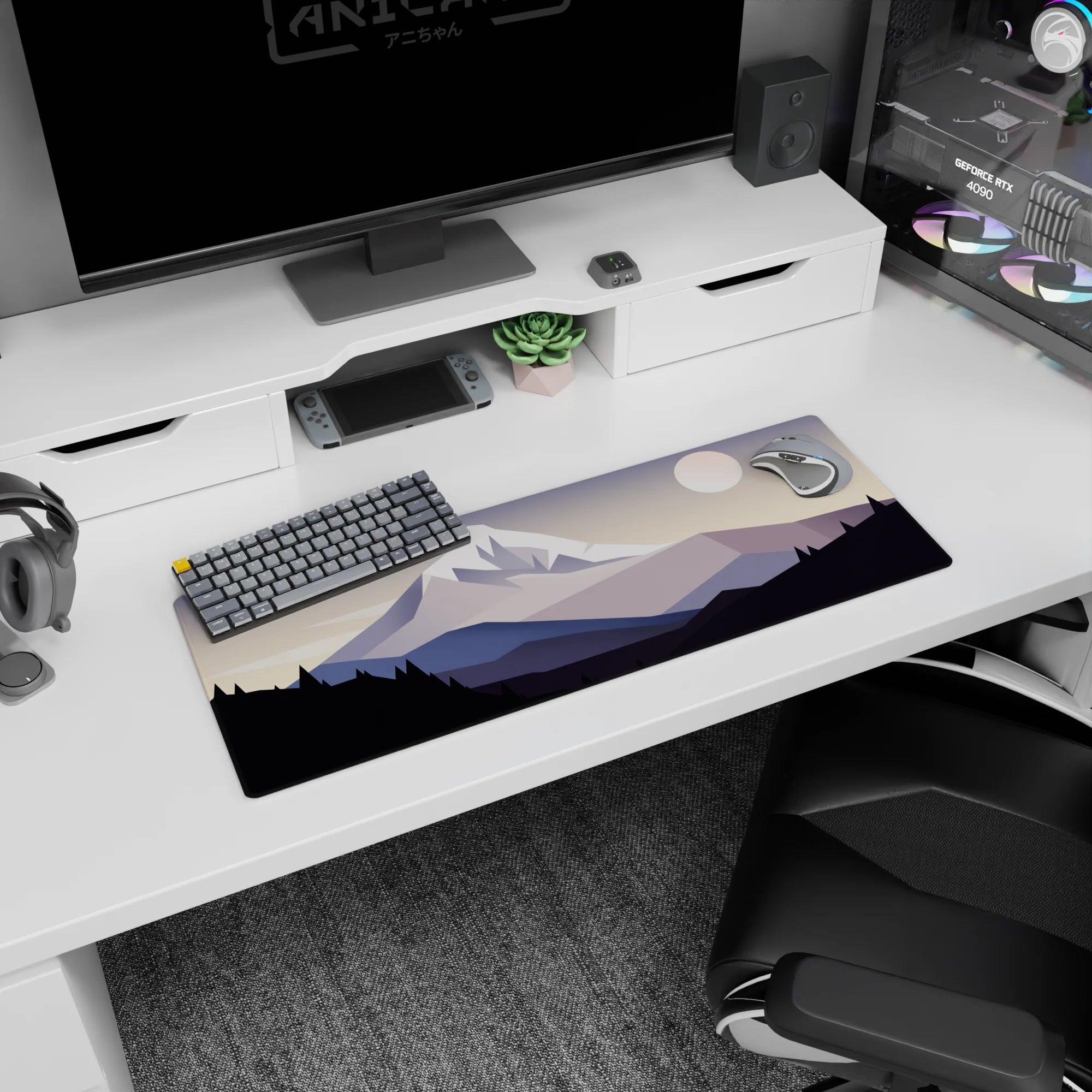 Vector Landscapes Deskmat | Mousepad | Deskpad - Silent Peaks Deskmat