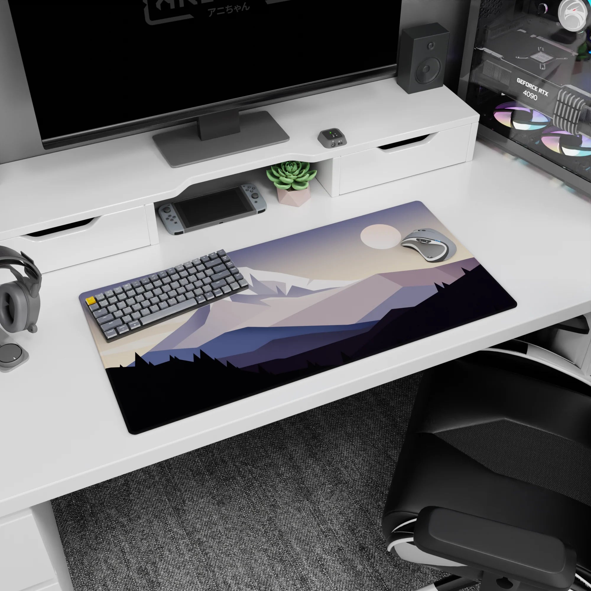 Vector Landscapes Deskmat | Mousepad | Deskpad - Silent Peaks Deskmat