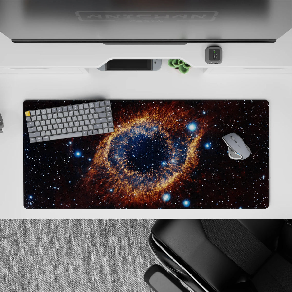 Amber Nebula Spiral - Space Mouse Pad and Desk Pad – AniChan
