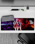 Anime mouse pad 32x12 inches featuring Rias Gremory and Akeno Himejima from High School DxD in a dramatic forest scene.