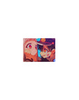 Classic anime mouse pad 14x10 inches with boy in school cap cupping pink-haired girl's cheeks.