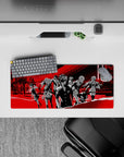 Persona 5 mouse pad featuring Joker and team in bold red-black design, size 28x12 inches, perfect for gaming desks.
