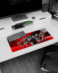 Persona 5 mouse pad 28x12 inches featuring Joker and team in red-and-black, graphic comic style, exuding confidence.