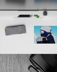 Anime mouse pad 14x10 inches featuring Kakashi Hatake from Naruto with silver hair, under a soft blue and white sky.