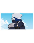 Anime mouse pad 32x16 inches featuring Kakashi Hatake from Naruto under a serene sky with silver hair and navy tones.