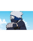 Anime desk pad 40x20 inches featuring Kakashi Hatake from Naruto, showcasing calm resolve under a serene blue sky.