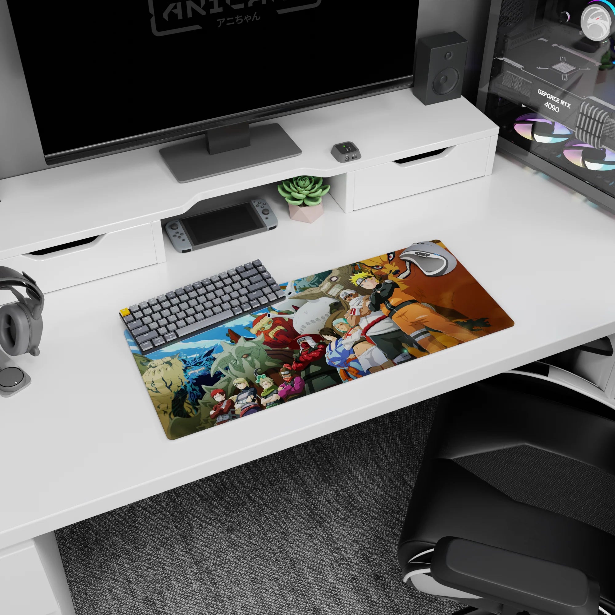 28x12 inches Naruto mouse pad showing Naruto with Killer Bee and Yugito, with Gaara and Temari behind.