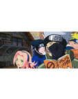 Team 7 Naruto desk pad 36x16 inches featuring Naruto, Sasuke, Sakura, and Kakashi in nostalgic style with vibrant colors.