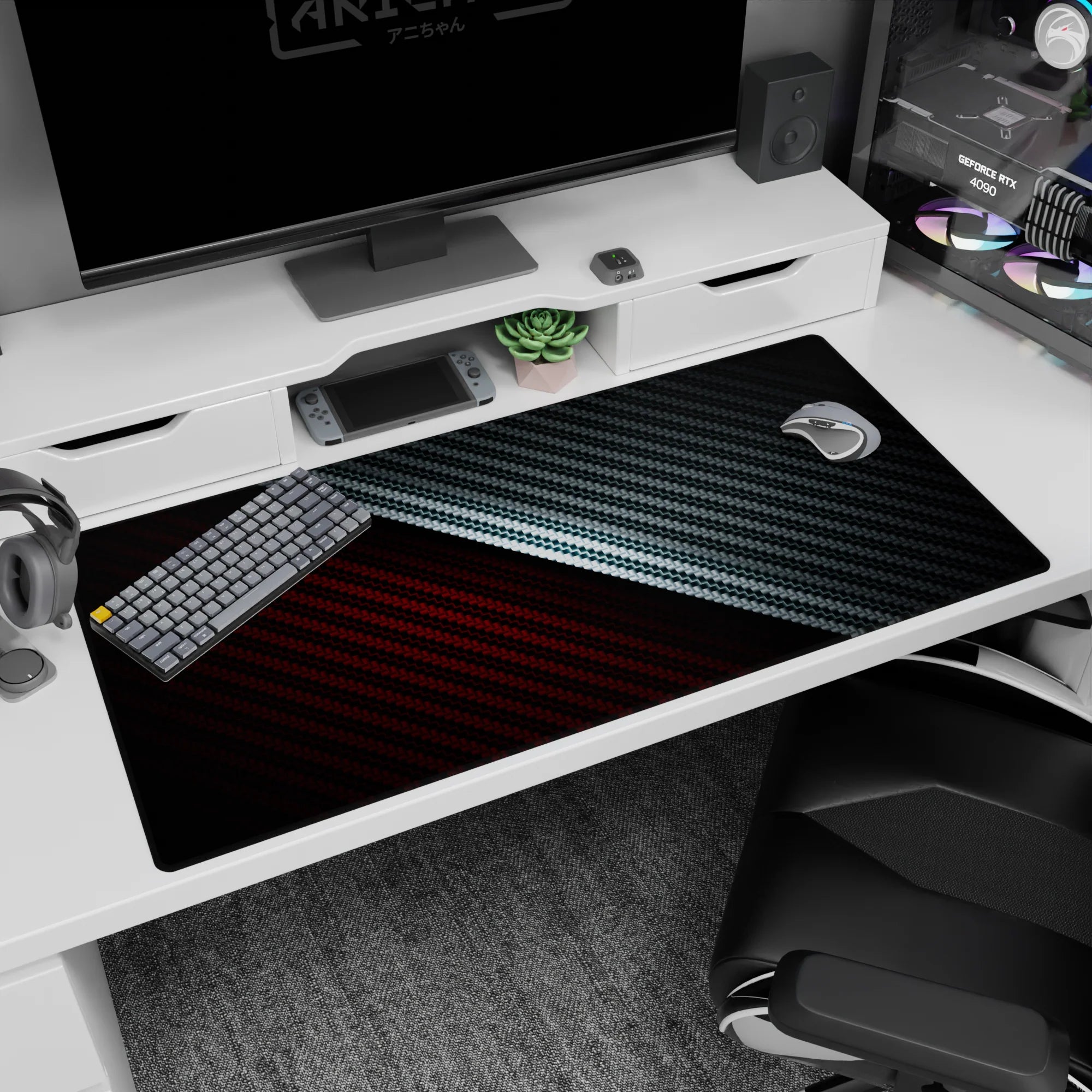 Abstract Deskmat | Mousepad | Deskpad - Carbon Precision - AniChan