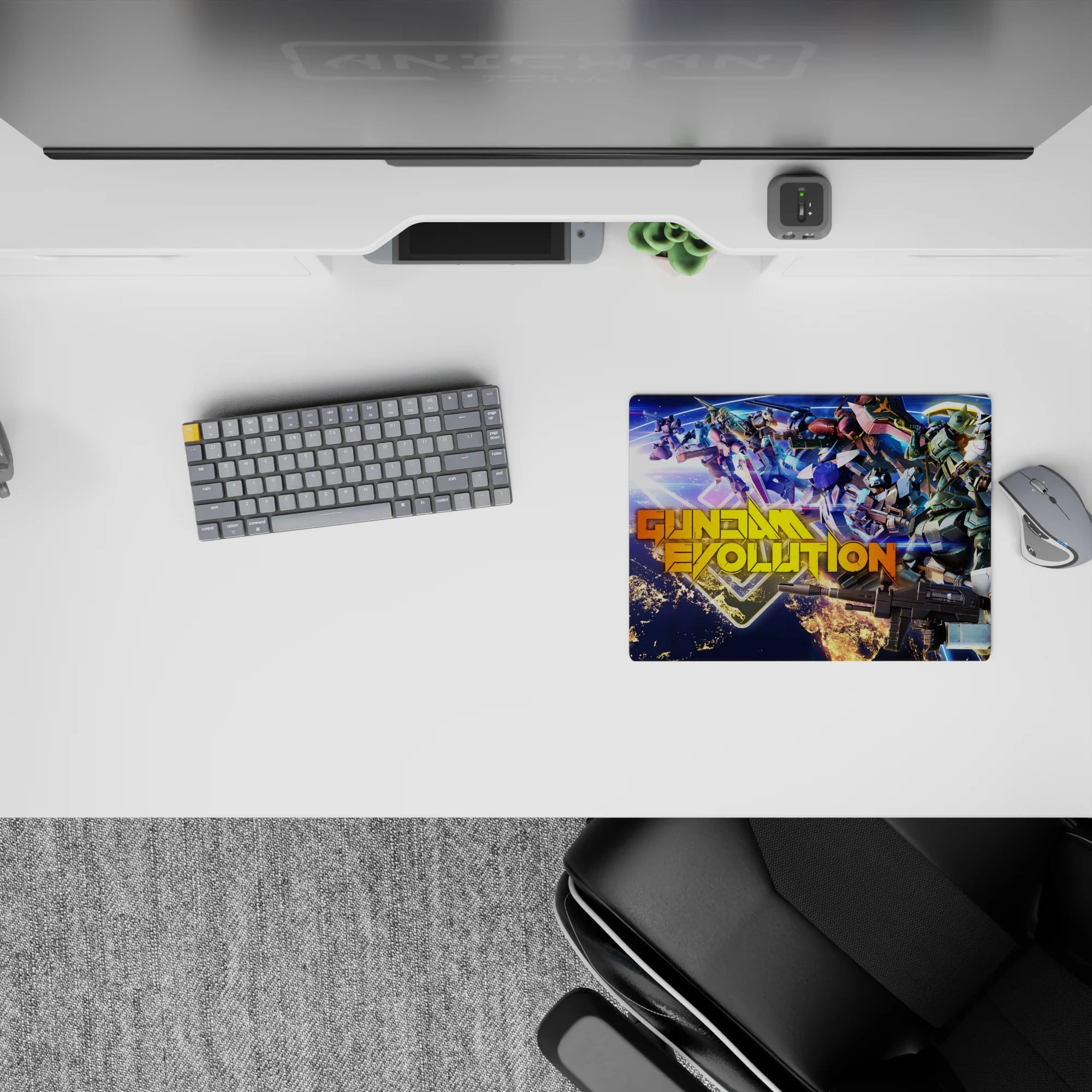 Classic anime mouse pad 14x10 inches in electric blues and purples with sparks, stardust, and gold accents.