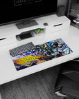 Mobile Suits squad charging through star-dust and sparks anime mouse pad 28x12 inches desk mat.