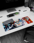 32x12 inches anime mouse pad featuring Wing Gundam Zero centered with the full team posing like they own your desk.