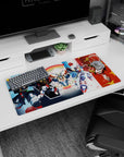 32x16 inches Gundam Wing mouse pad featuring Wing Gundam Zero with Heavyarms, Deathscythe, Sandrock, Shenlong.
