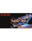Black Lagoon Revy anime girl desk pad 36x16 inches with twin pistols, bold action pose and title stamp.