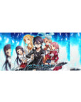 Sword Art Online desk pad featuring Kirito, Asuna, Silica, Lisbeth, and Yui in 36x16 inches, vibrant digital design.
