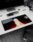 32x16 inches anime girl mouse pad showing amber-eyed elf girl with long golden hair and glowing halo.