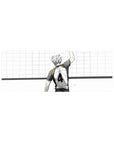 32x12 inches anime volleyball mouse pad with ace silhouette, jersey number 4, minimalist court grid art.