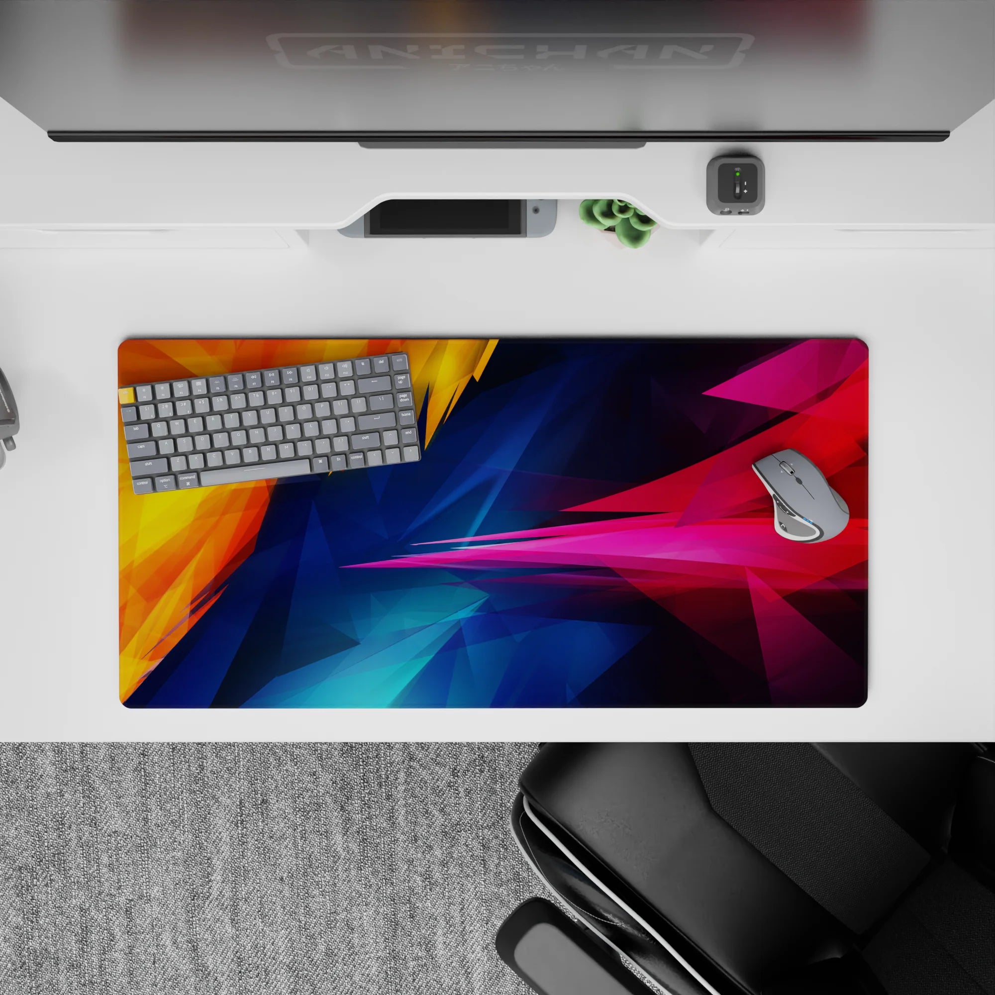 Abstract Deskmat | Mousepad | Deskpad - Vibrant Shards - AniChan