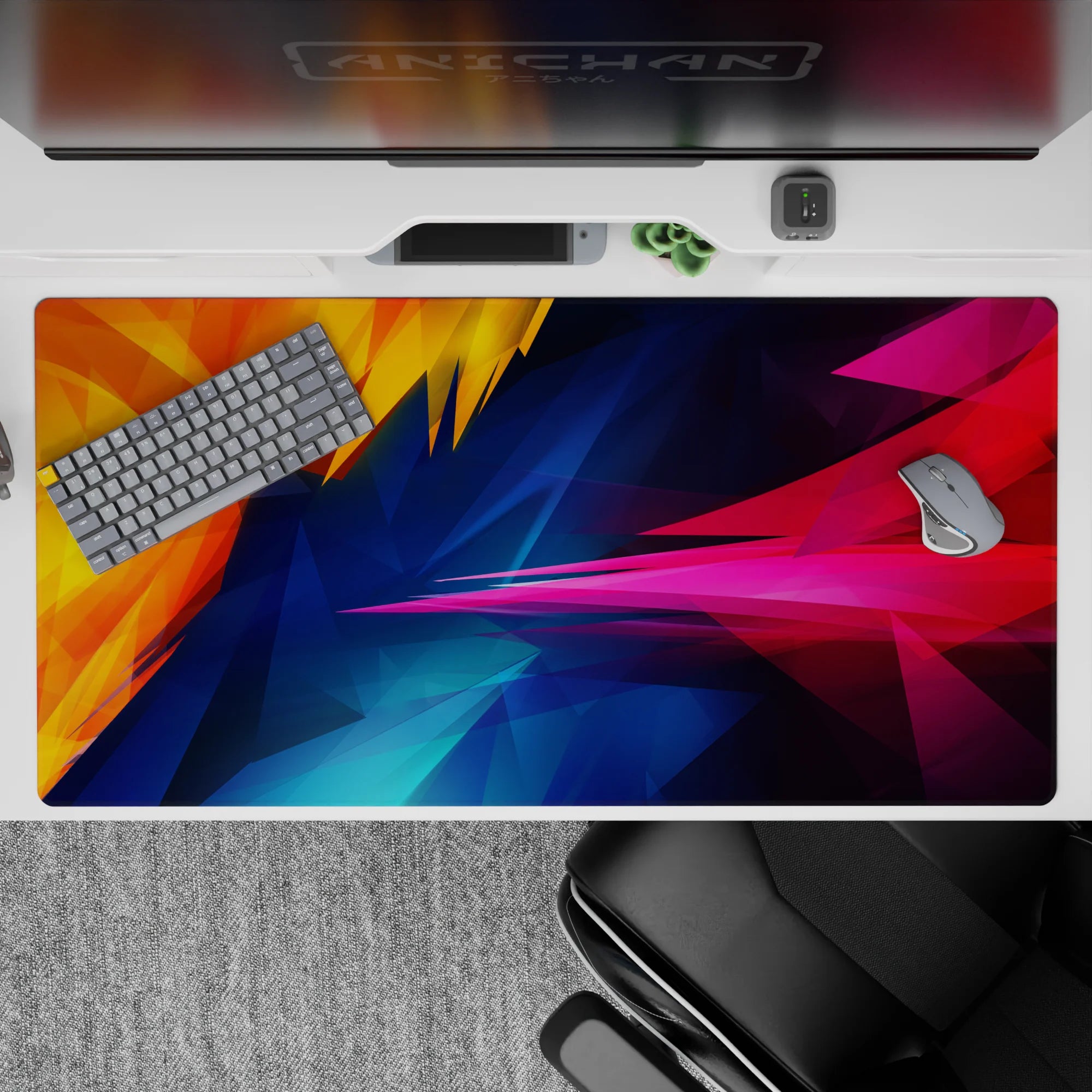 Abstract Deskmat | Mousepad | Deskpad - Vibrant Shards - AniChan