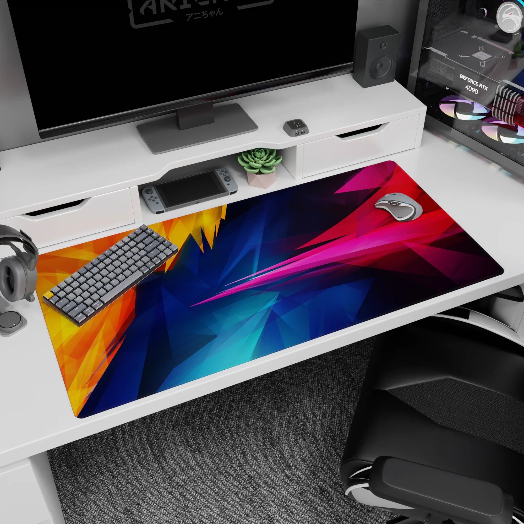 Abstract Deskmat | Mousepad | Deskpad - Vibrant Shards - AniChan