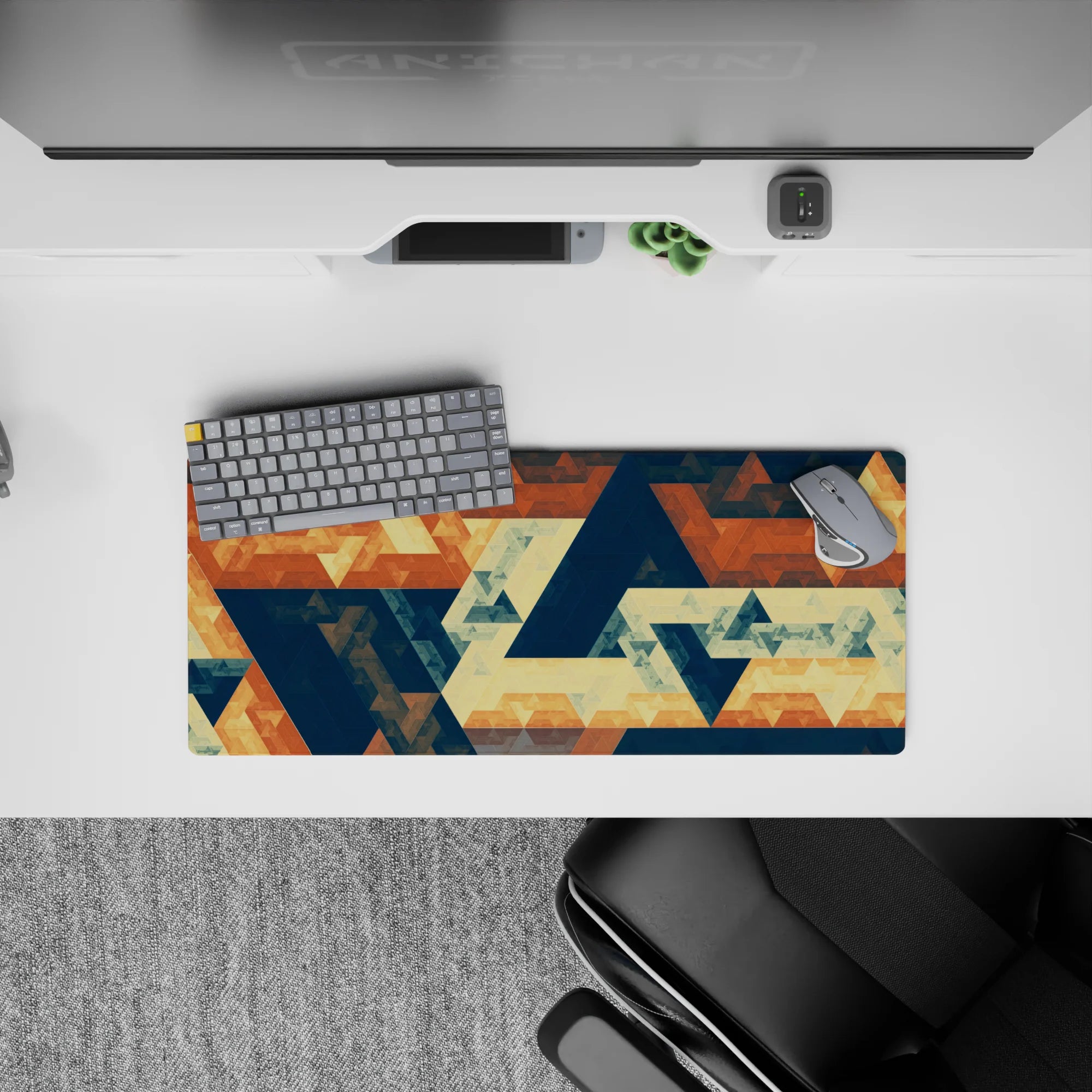 Abstract Deskmat | Mousepad | Deskpad - Retro Geometric Harmony - AniChan