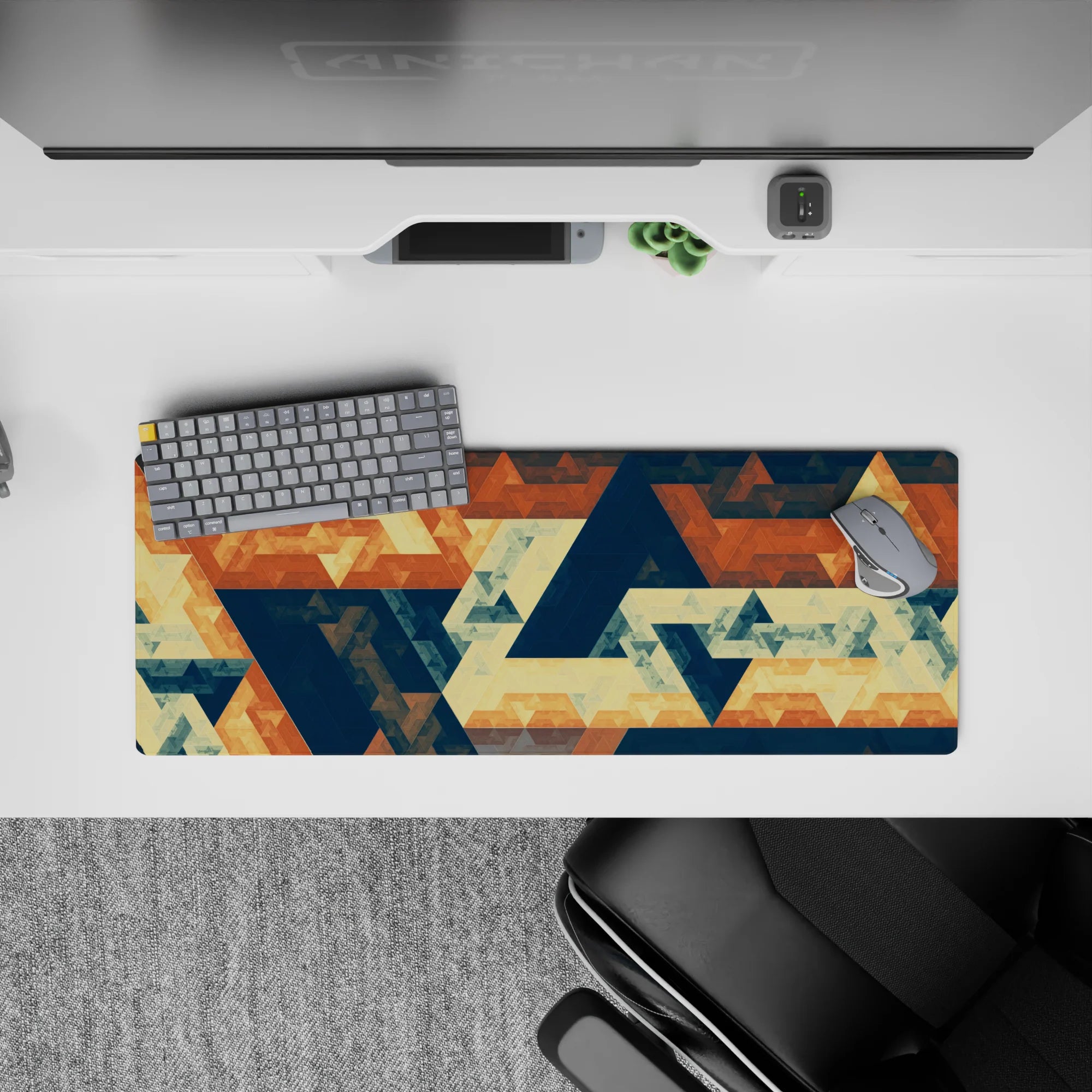 Abstract Deskmat | Mousepad | Deskpad - Retro Geometric Harmony - AniChan