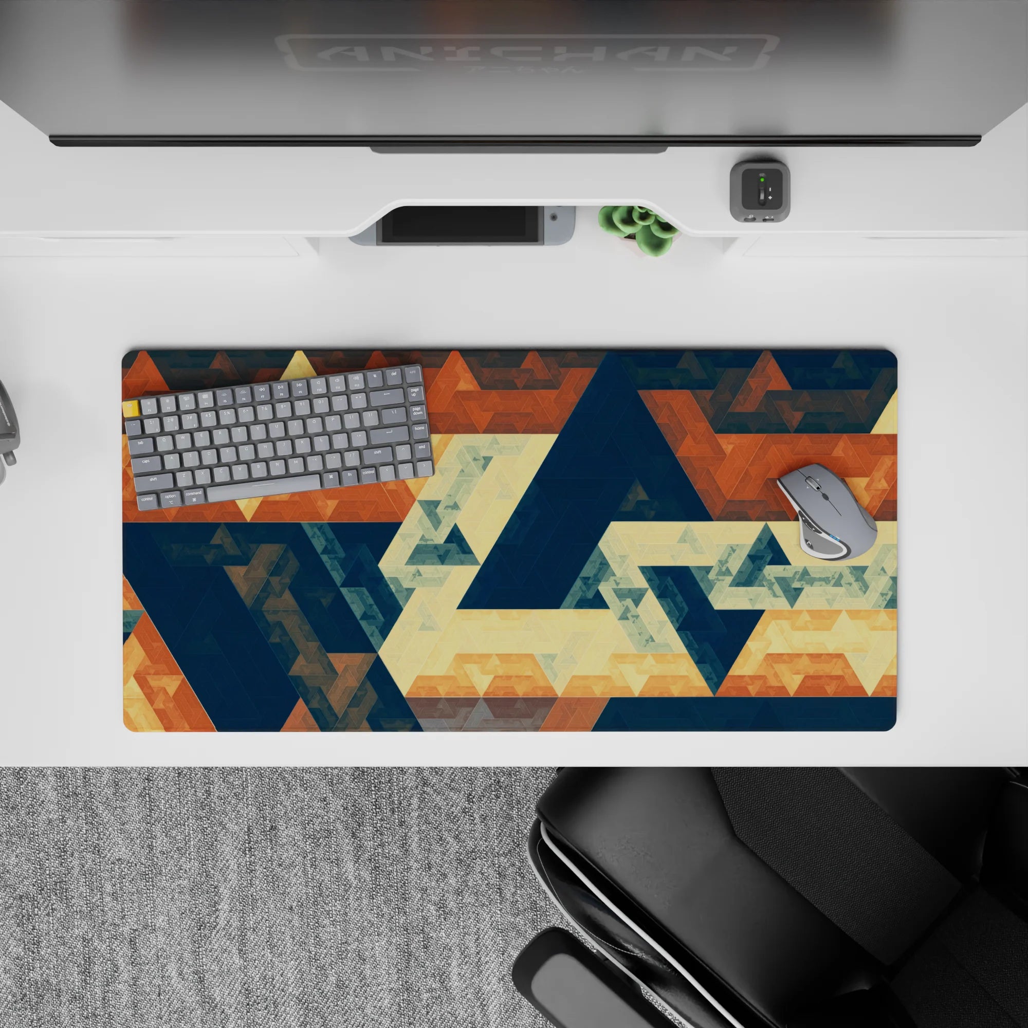 Abstract Deskmat | Mousepad | Deskpad - Retro Geometric Harmony - AniChan