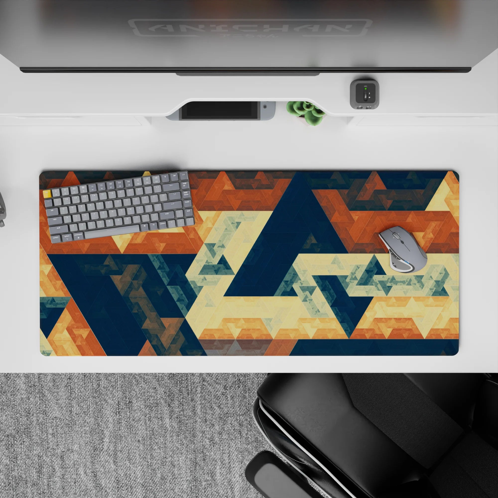 Abstract Deskmat | Mousepad | Deskpad - Retro Geometric Harmony - AniChan