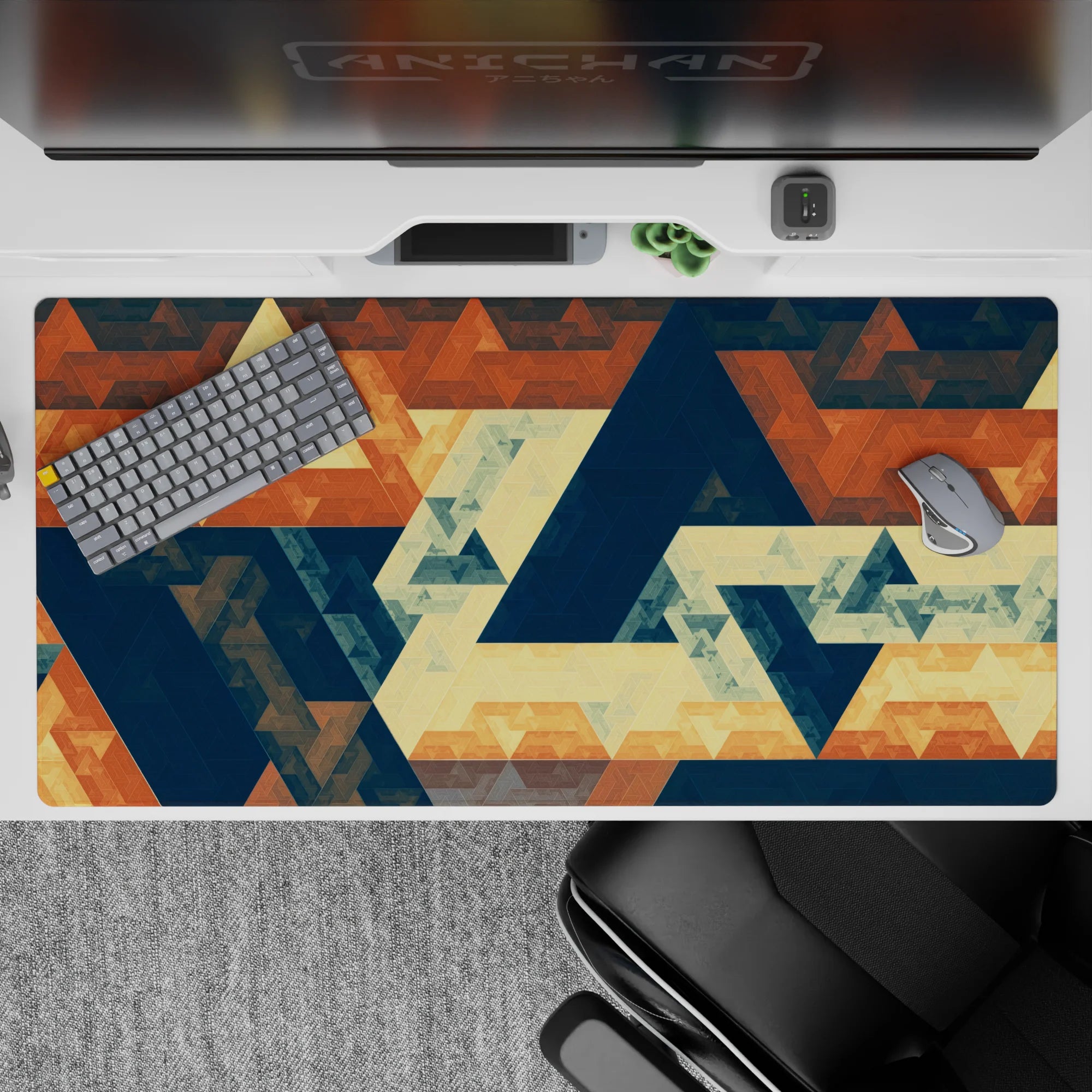 Abstract Deskmat | Mousepad | Deskpad - Retro Geometric Harmony - AniChan