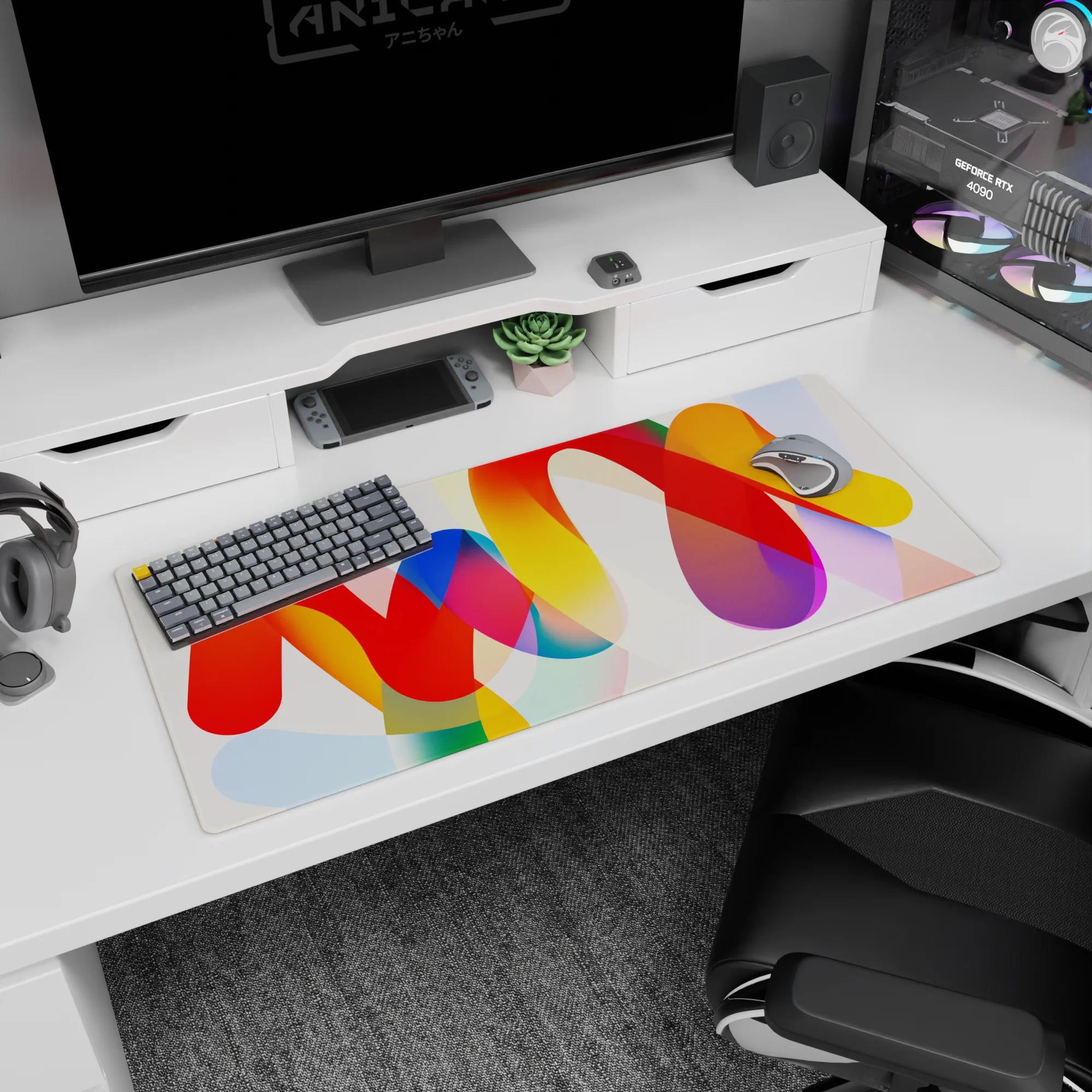 Abstract Deskmat | Mousepad | Deskpad - Color Waves - AniChan