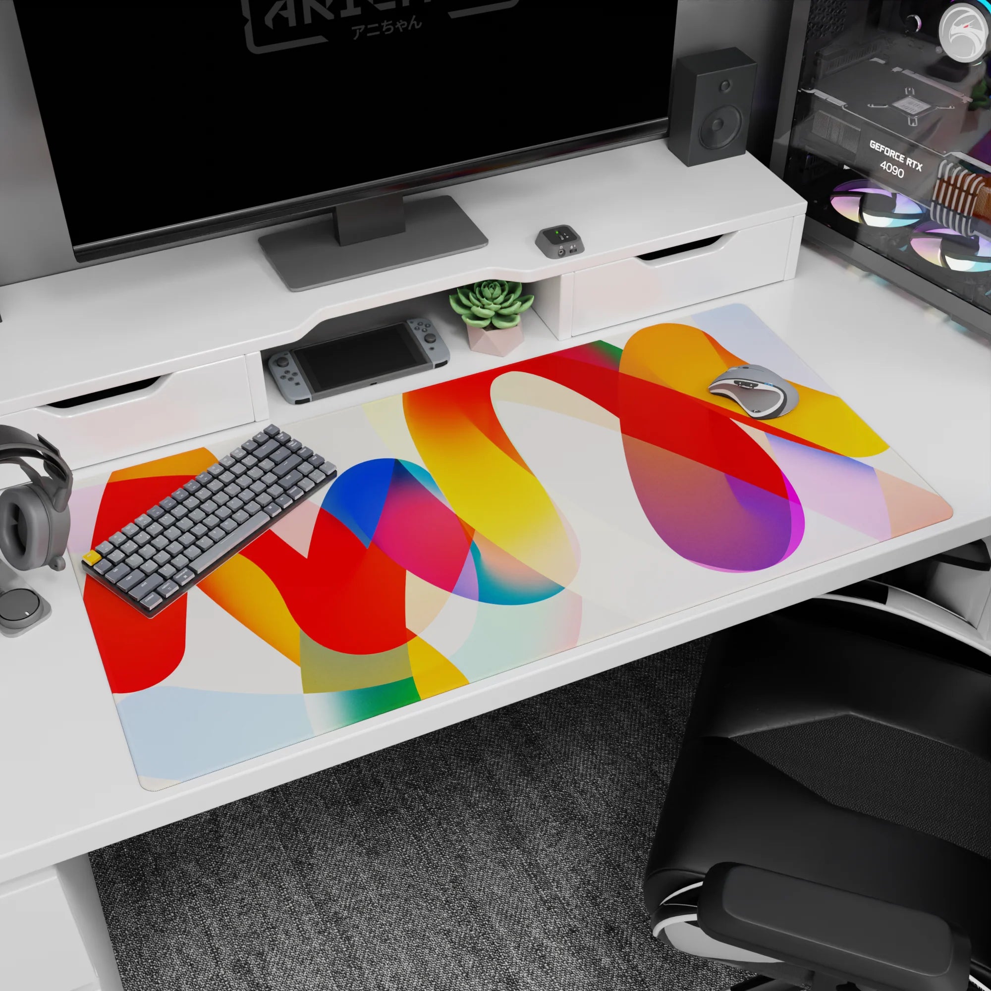 Abstract Deskmat | Mousepad | Deskpad - Color Waves - AniChan