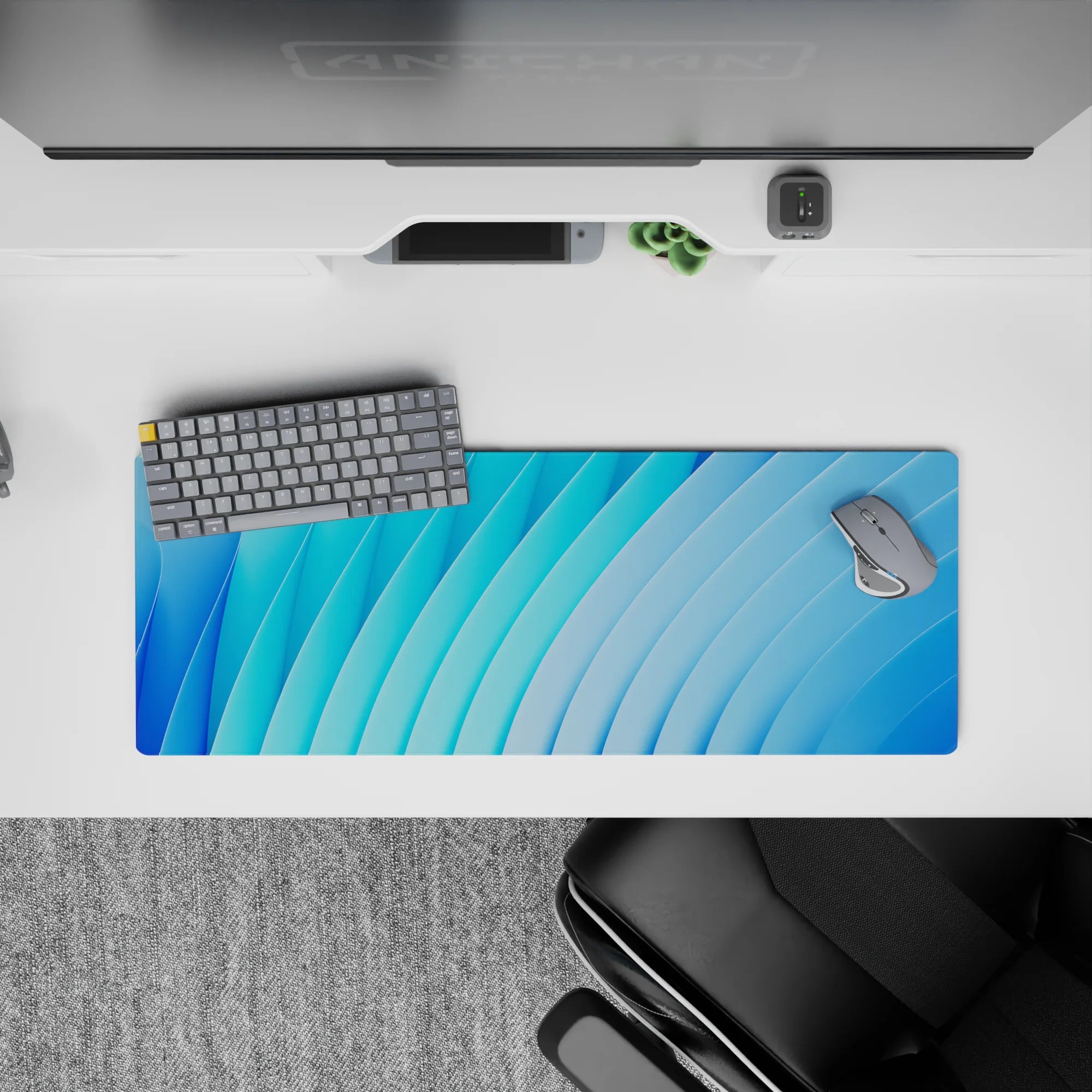 Abstract Deskmat | Mousepad | Deskpad - Blue Wave Harmony - AniChan