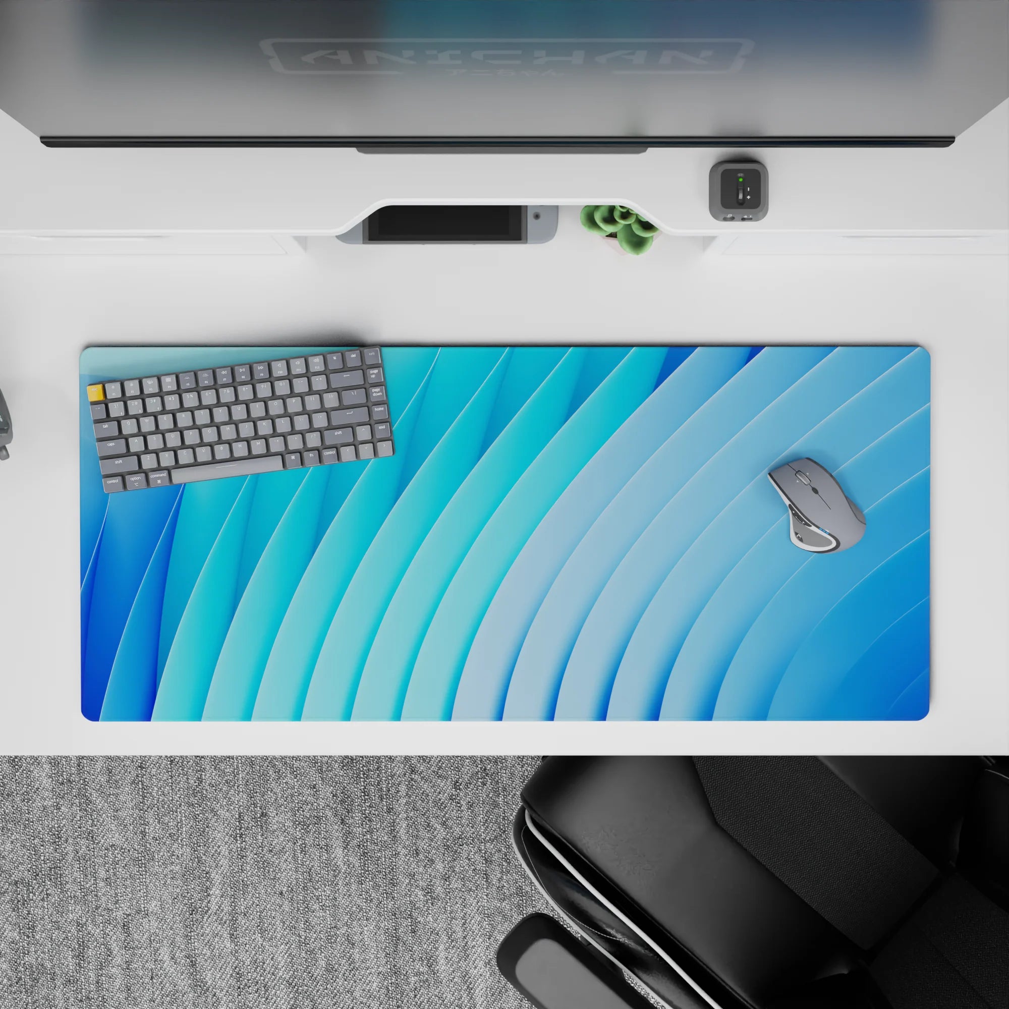 Abstract Deskmat | Mousepad | Deskpad - Blue Wave Harmony - AniChan