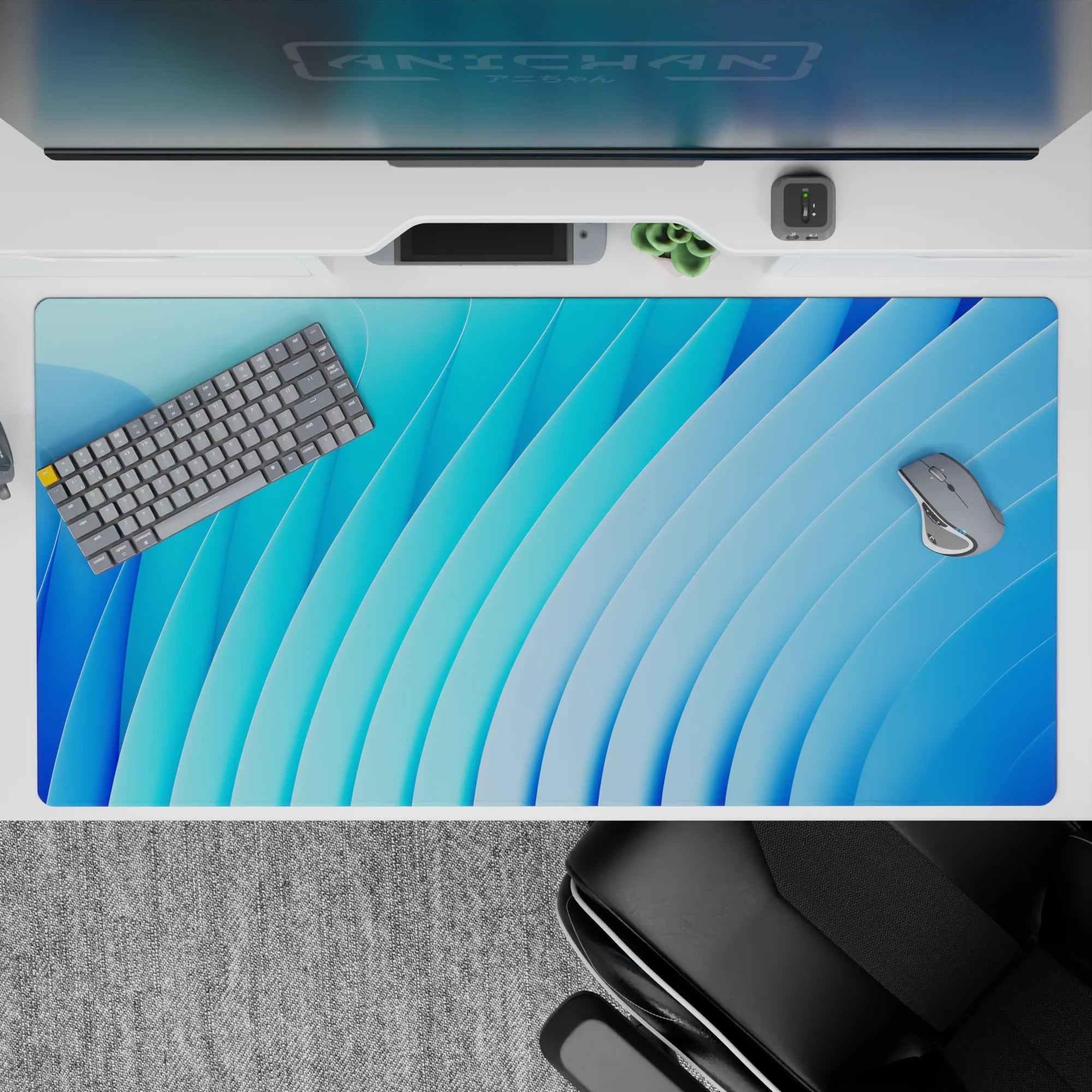 Abstract Deskmat | Mousepad | Deskpad - Blue Wave Harmony - AniChan