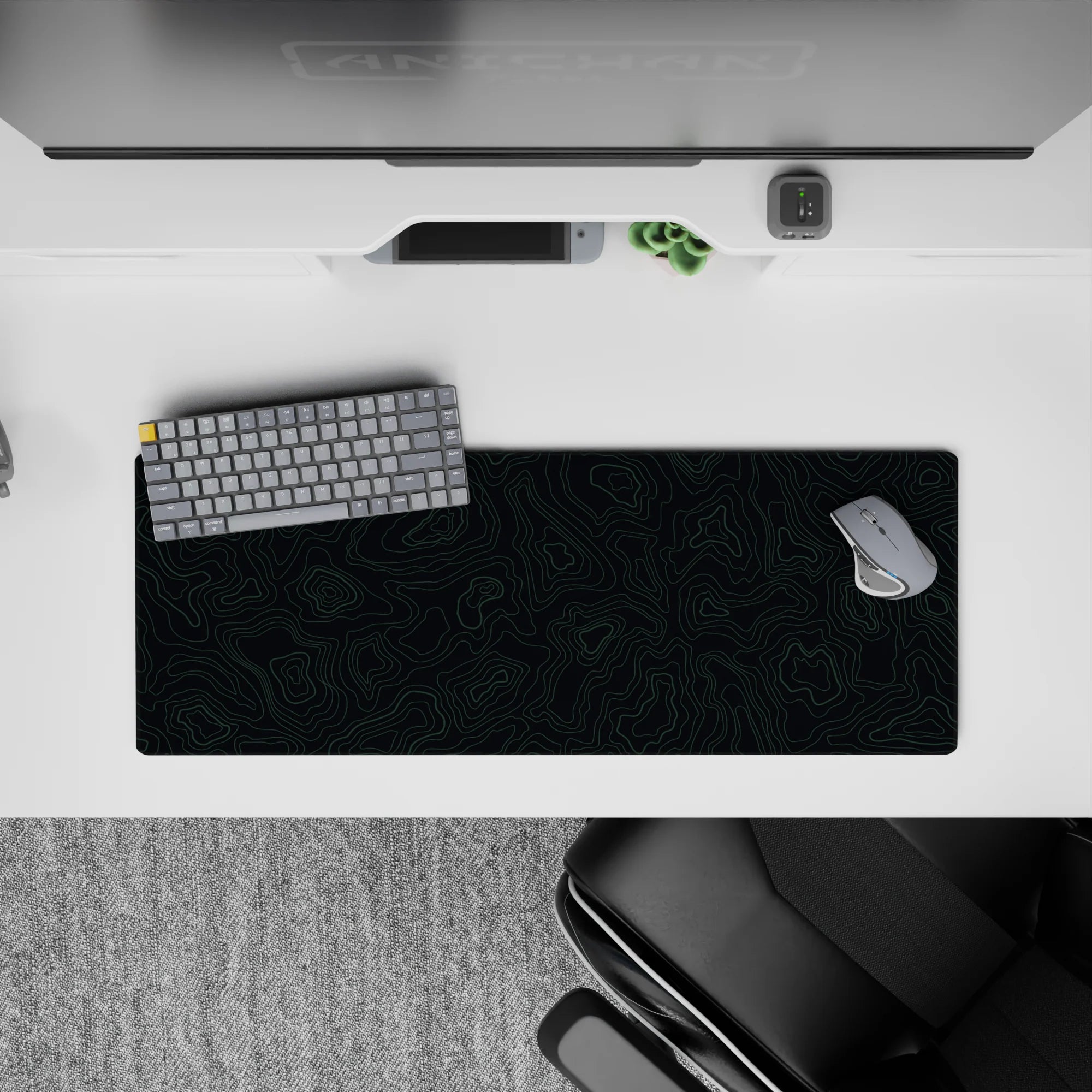 Topographic (Topo) Deskmat | Mousepad | Deskpad - Midnight Contours - AniChan