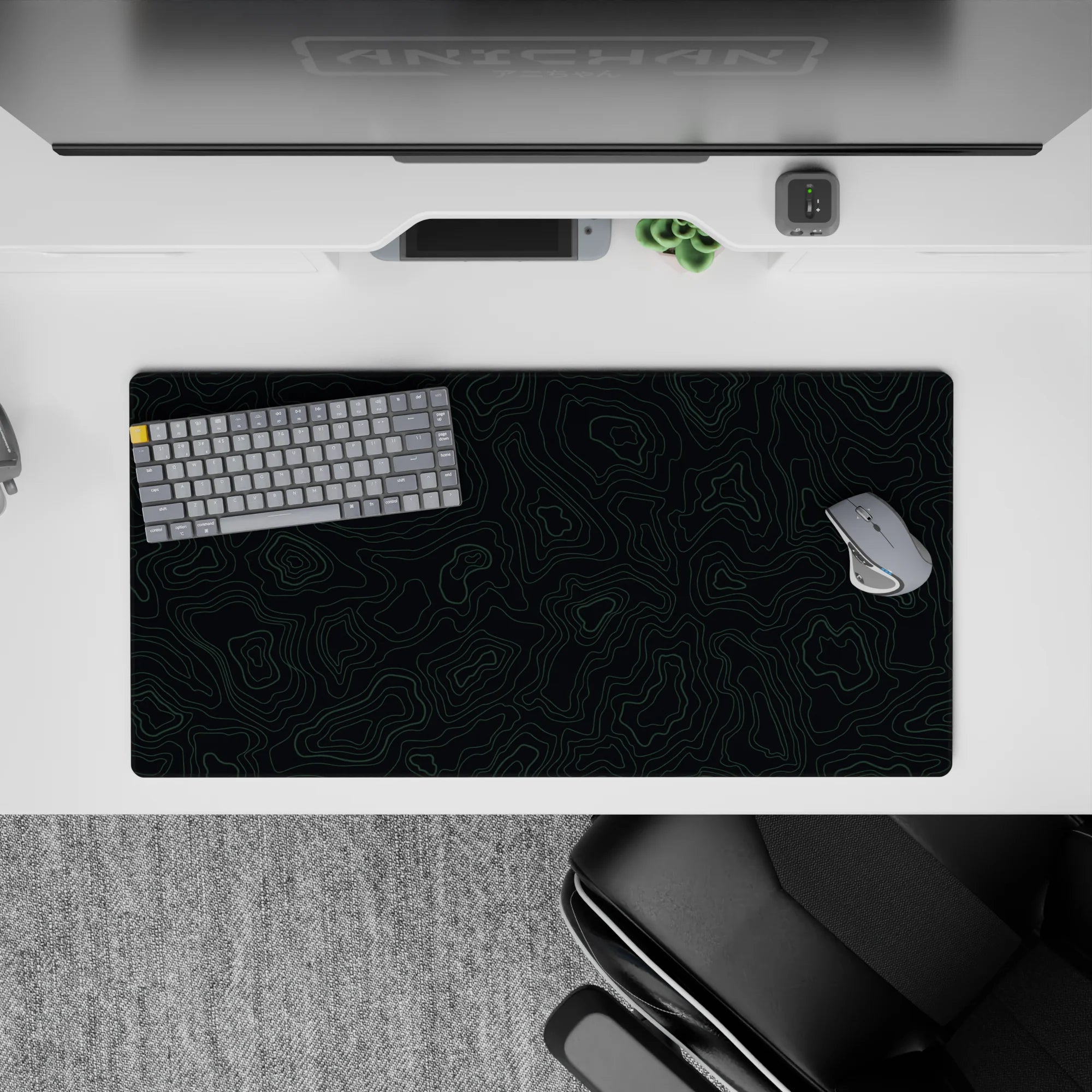 Topographic (Topo) Deskmat | Mousepad | Deskpad - Midnight Contours - AniChan