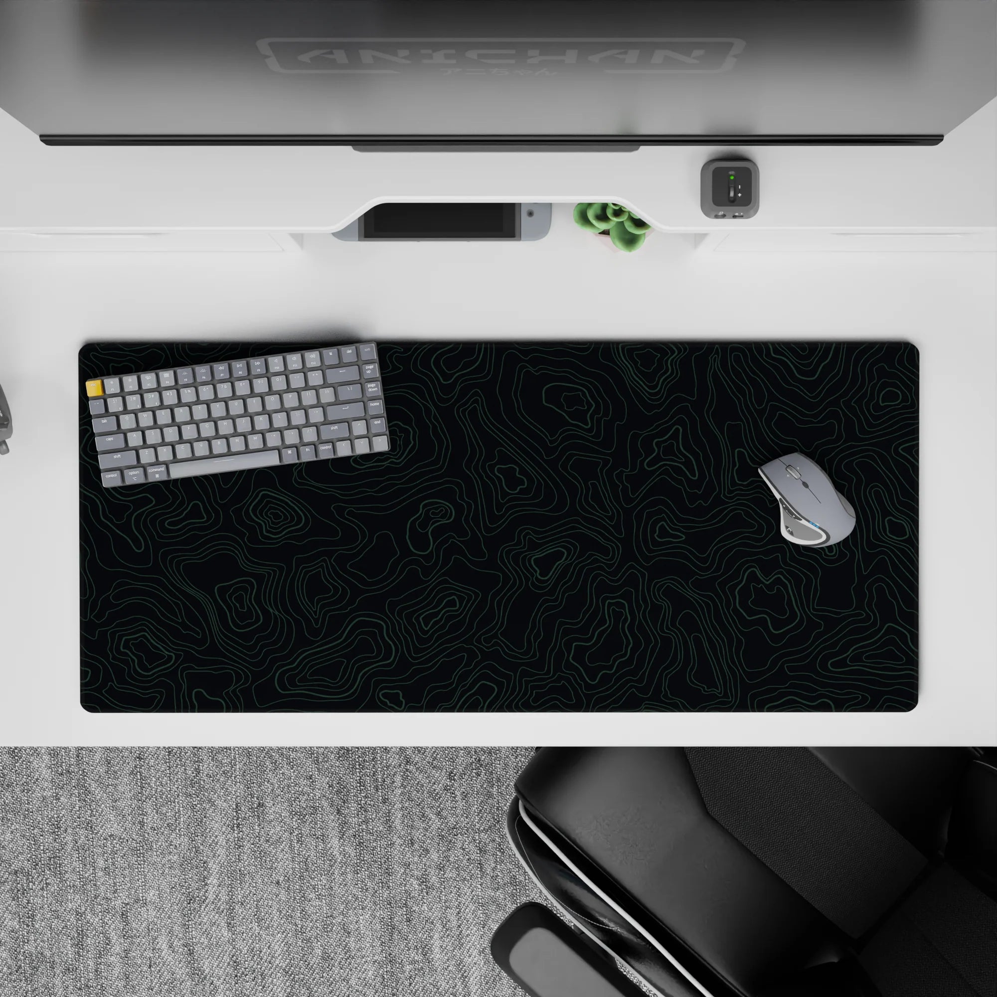 Topographic (Topo) Deskmat | Mousepad | Deskpad - Midnight Contours - AniChan