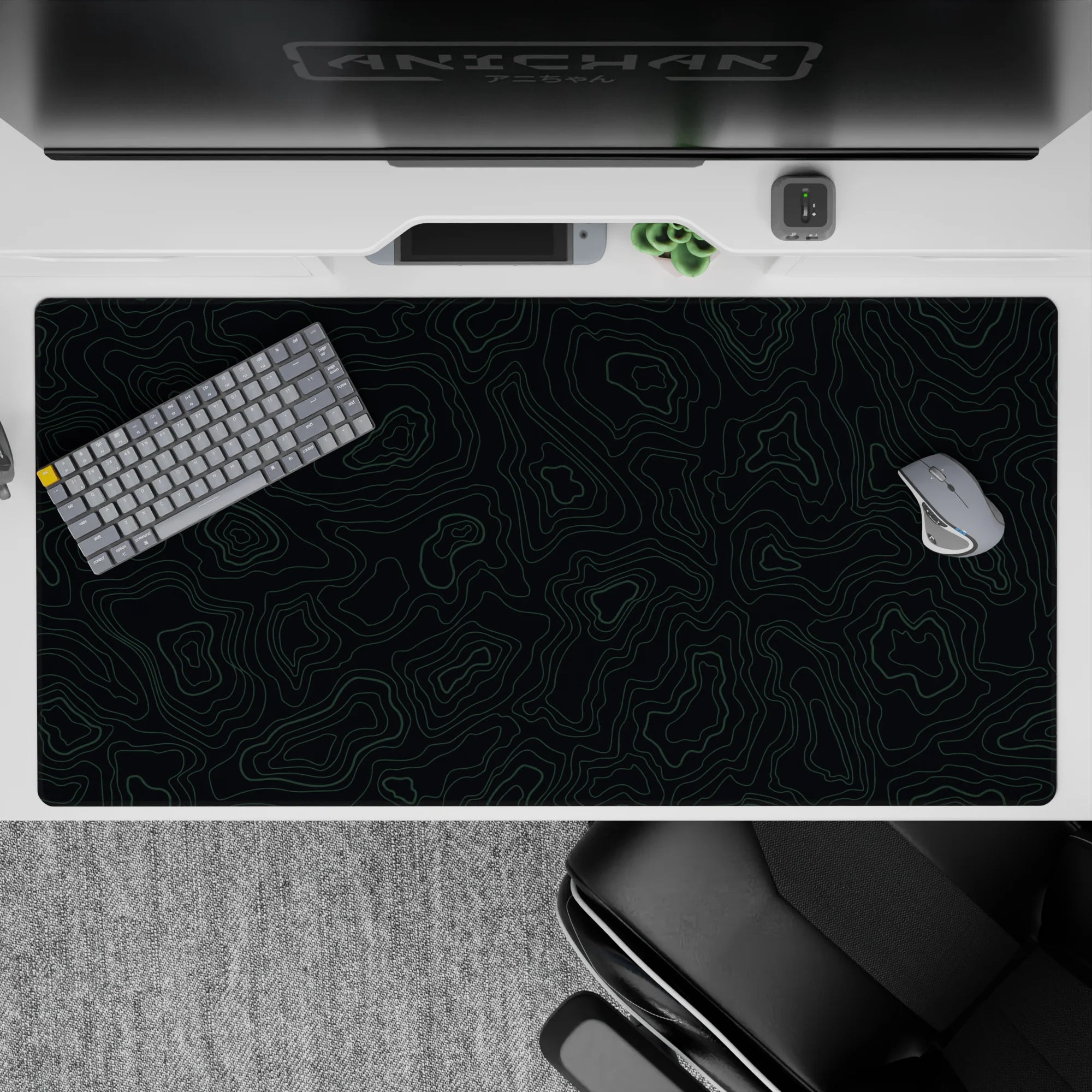 Topographic (Topo) Deskmat | Mousepad | Deskpad - Midnight Contours - AniChan