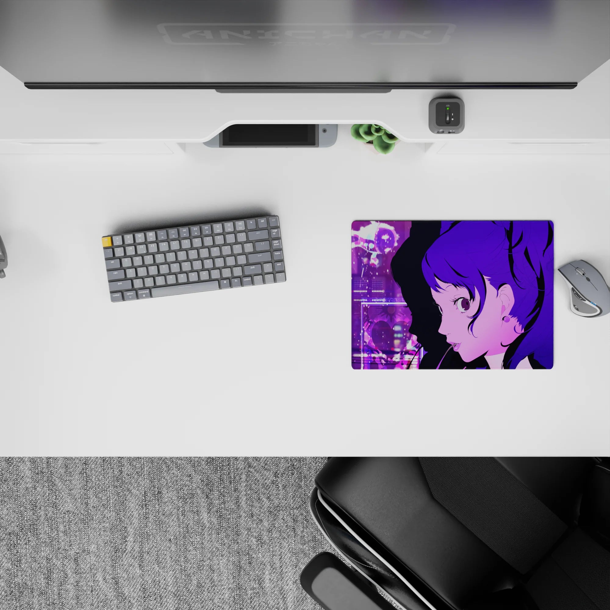 Anime mouse pad 14x10 inches featuring Kasumi Yoshizawa from Persona 5 Royal with city skyline and cherry blossoms.
