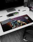 36x16 inches desk pad showing Edward Elric with raised glove and Alphonse in armor behind him.