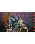 Fullmetal Alchemist anime desk pad 40x20 inches with Edward and Alphonse, kanji and transmutation circles.