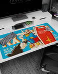 RX-78-2 Gundam stands guard on a 40x20 inches anime desk pad, shield forward, beam rifle ready.