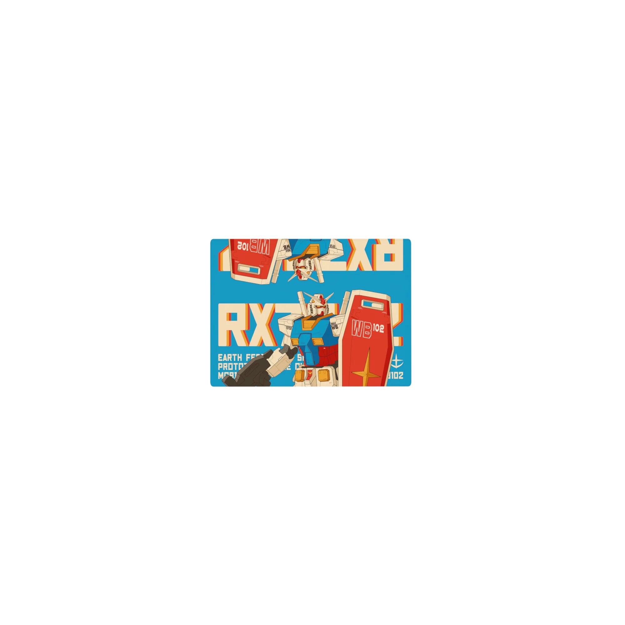 Classic anime mouse pad 14x10 inches with RX-78-2 Gundam, shield and beam rifle, bold RX-78 text.