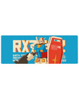 Retro RX-78 Gundam anime mouse pad 32x12 inches with bold RX-78 text, shield and beam rifle.