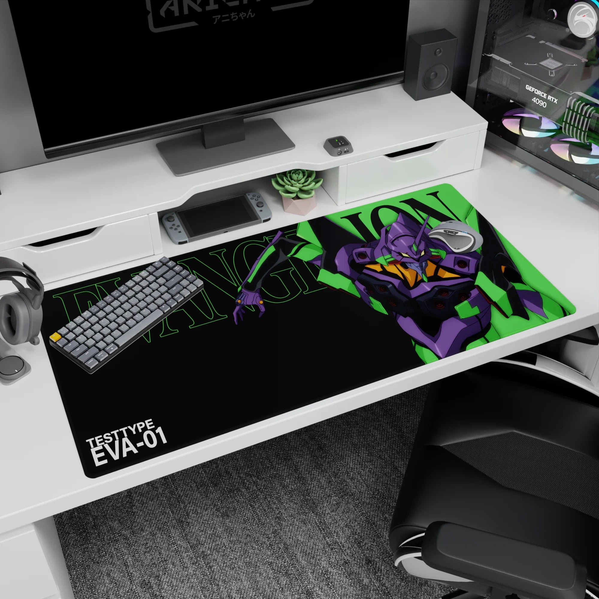 Evangelion - Anime Mouse Pad and Desk Pad - Neon EVA-01 Impact - AniChan