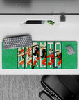 Naruto anime mouse pad 32x12 inches showcasing Naruto's journey from wild kid to Hokage with iconic looks and bold colors.