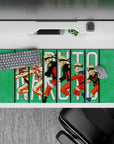 Naruto anime desk pad 36x16 inches showcasing Naruto's journey to Hokage with iconic looks on a green backdrop.