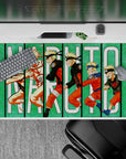 Naruto anime mouse pad, 40x20 inches, showcasing Naruto's journey from wild kid to Hokage on a vibrant green backdrop.