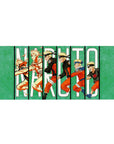 Naruto desk pad 36x16 inches featuring Naruto's journey from wild kid to Hokage, iconic looks on green backdrop.